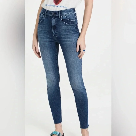 Mother The Stash Swooner Ankle Fray Chick Flick Blue Jeans Stretch Size 27 - Picture 15 of 16